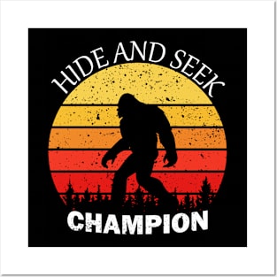 Bigfoot Hide And Seek World Champion Sasquatch Retro Vintage Posters and Art